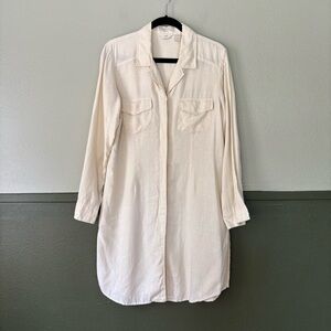J.Jill Cream Linen Shirt Dress Size 10